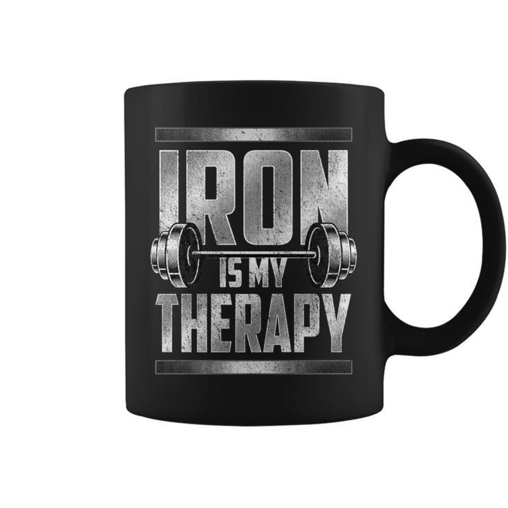 Dumbbell Workout Iron Is My Therapy Weightlifting Gym Addict Coffee Mug