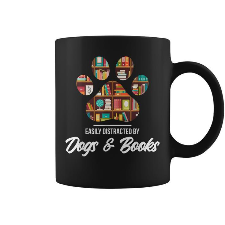 Easily Distracted By Dogs And Books Animal Lover Coffee Mug