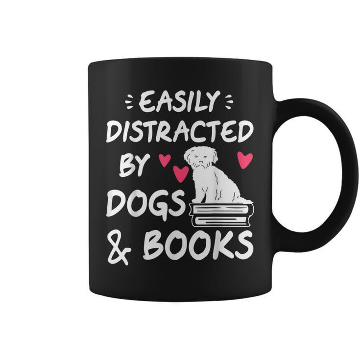 Easily Distracted By Dogs And Books Dog & Book Lover Coffee Mug