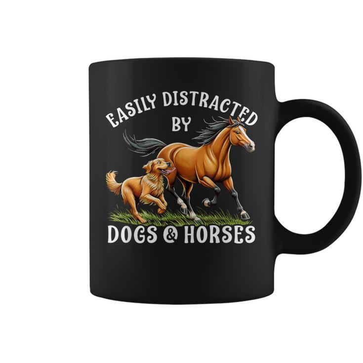 Easily Distracted By Horses And Dogs Girls Equestrian Coffee Mug