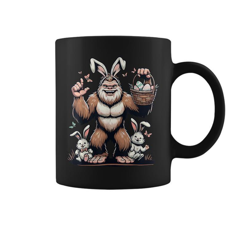 Easter Bigfoot With Bunny & Egg Basket Festive Celebration Coffee Mug