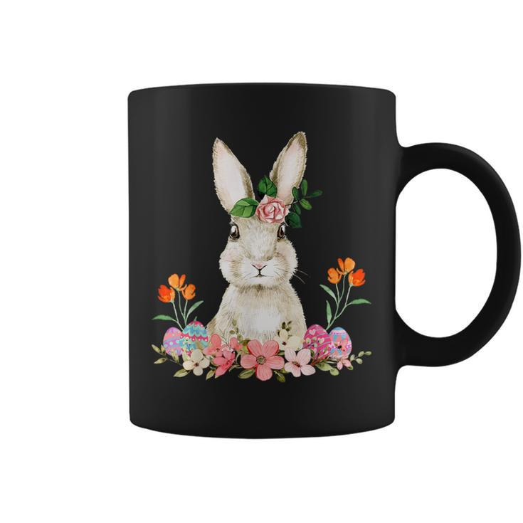 Easter Bunny Flower Headband Rabbit Easter Happy Easter Coffee Mug