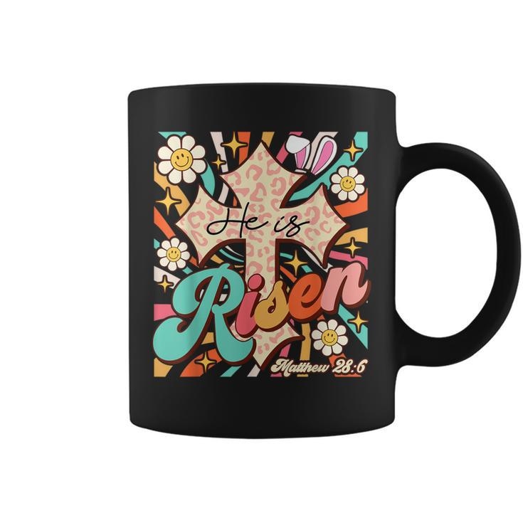 Easter Retro Groovy He Is Risen Jesus Easter Coffee Mug