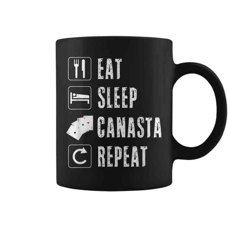 Eat Sleep Canasta Repeat Rummy Card Game Four Aces Board Coffee Mug