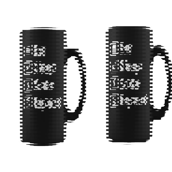 Eat Sleep Code Repeat Geek Programmer Developer Taza de café