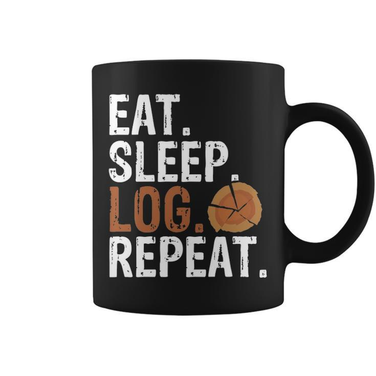 Eat Sleep Log Repeat Tree Logger Arborist Lumberjack Coffee Mug