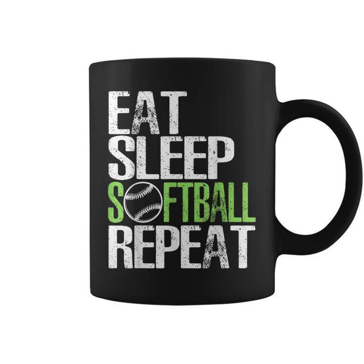 Eat Sleep Softball Repeat Cool Sports Coffee Mug