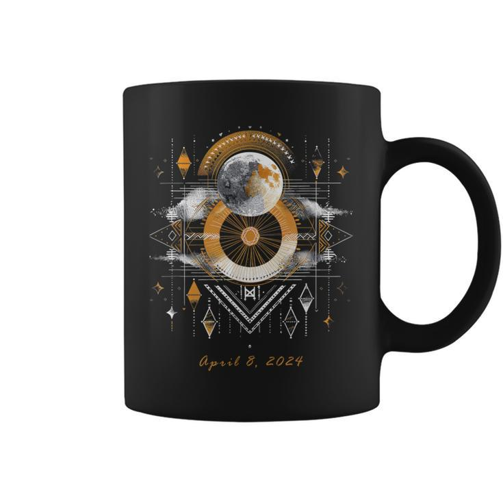 Eclipse April 8 2024 Abstract Tribal For Men Coffee Mug