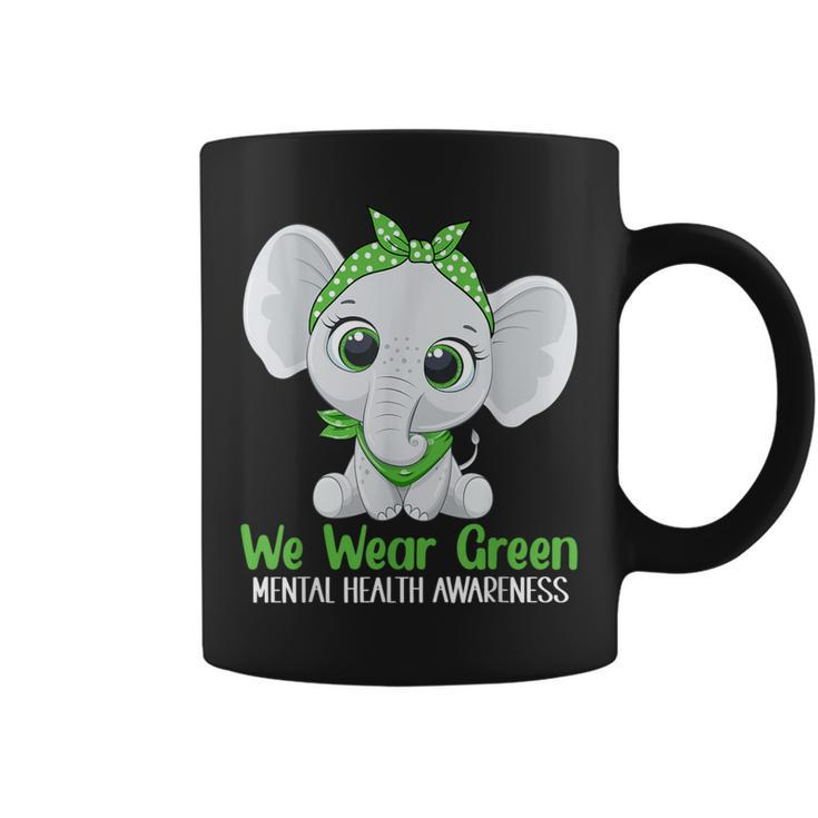 Elehant Mental Health Awareness Green Ribbon Coffee Mug