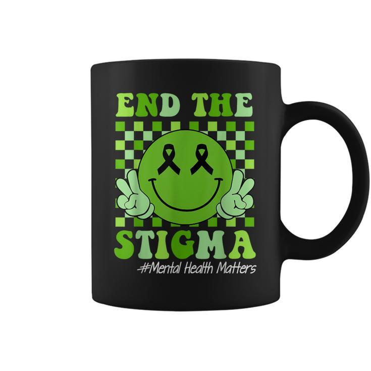End The Stigma Mental Health Awareness Smile Face Green Coffee Mug