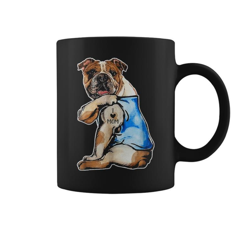 English Bulldog I Love Mom Tattoo Apparel Dog Mom Coffee Mug