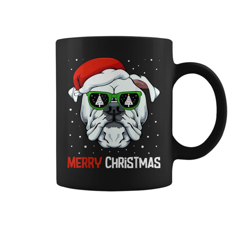 English Bulldog Merry Christmas Pajama Cute Dog Santa Hat Coffee Mug