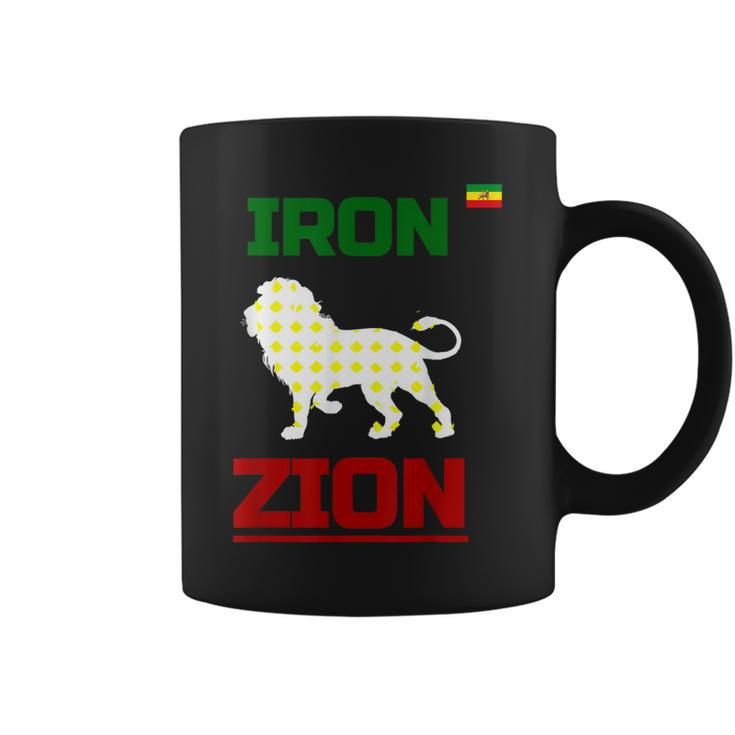 Ethiopian Flag In Heart Iron Lion Zion Rasta Flag Coffee Mug