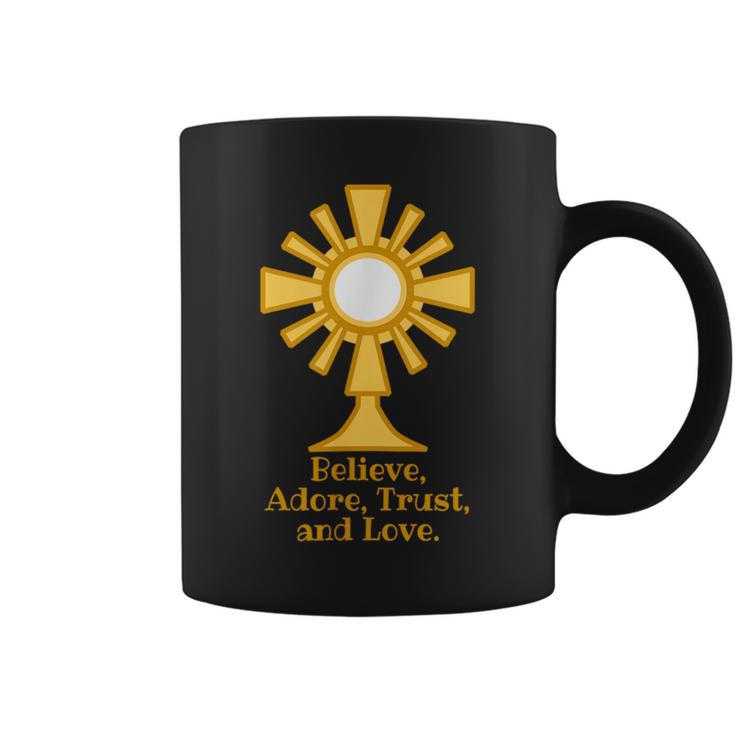 Eucharist- Believe Adore Trust Love Coffee Mug