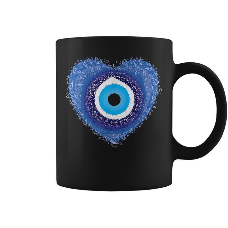 Evil Eye Greek Protect Against Evil Heart Charm Graphic Coffee Mug