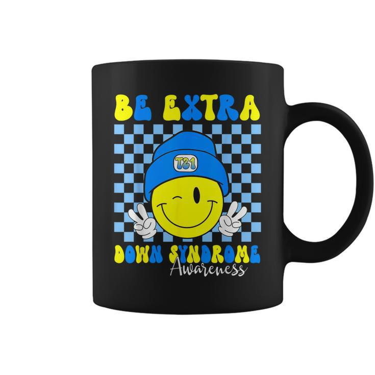 Be Extra Down Syndrome Awareness Yellow And Blue Smile Face Coffee Mug