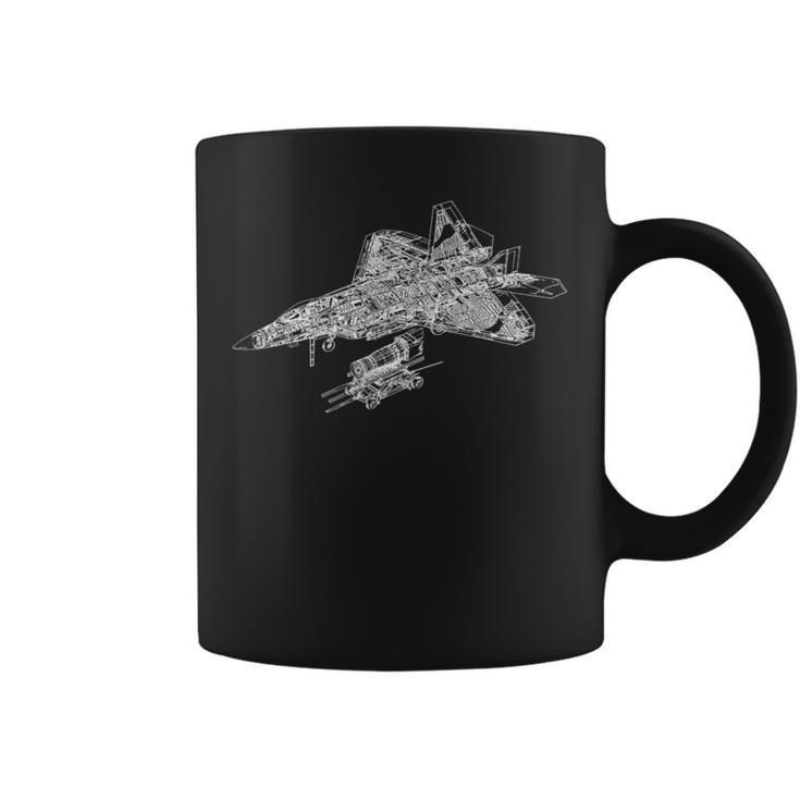 F-22 Raptor Fighter Aircraft Air Force Blueprint Coffee Mug