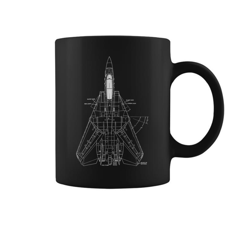 F14 Tomcat Navy Fighter Jet Diagram Blueprint Coffee Mug