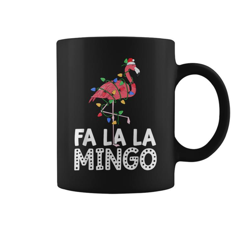 Fa La La Mingo Flamingo Christmas Tree Lights Tropical Xmas Coffee Mug