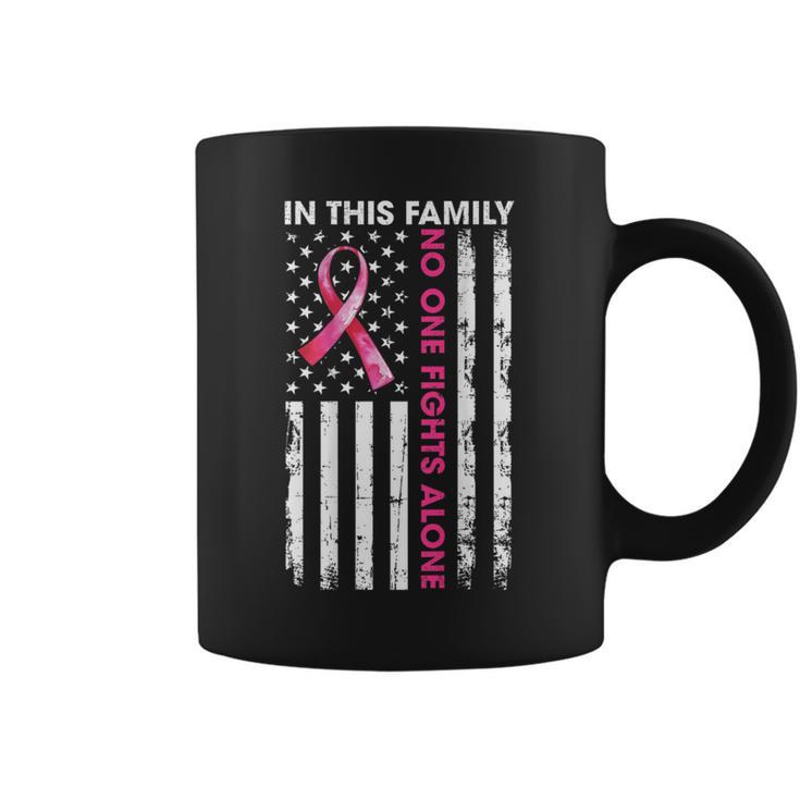 In This Family No One Fight Alone Breast Cancer On Back Coffee Mug