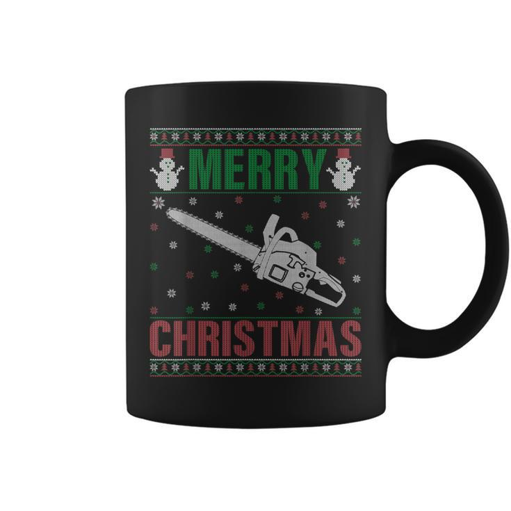 Family Xmas Pajamas Matching Chainsaw Ugly Christmas Coffee Mug