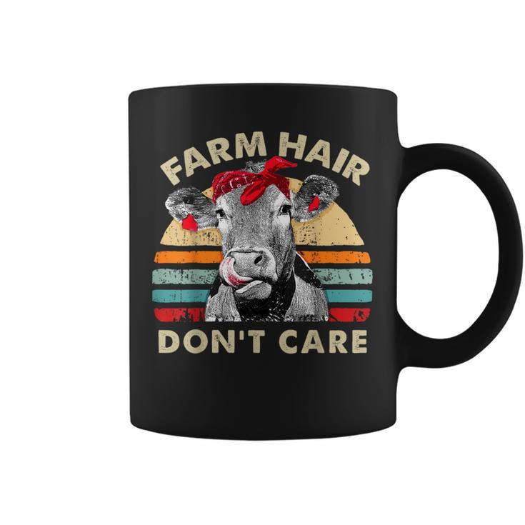 Farm Hair Don't Care T Pun Cows Lover Vintage Farm Coffee Mug