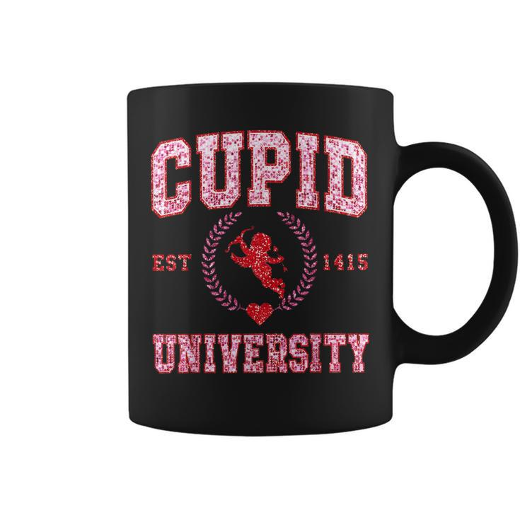 Faux Sequin Cupid University Happy Valentine’S Day Boy Girl Coffee Mug