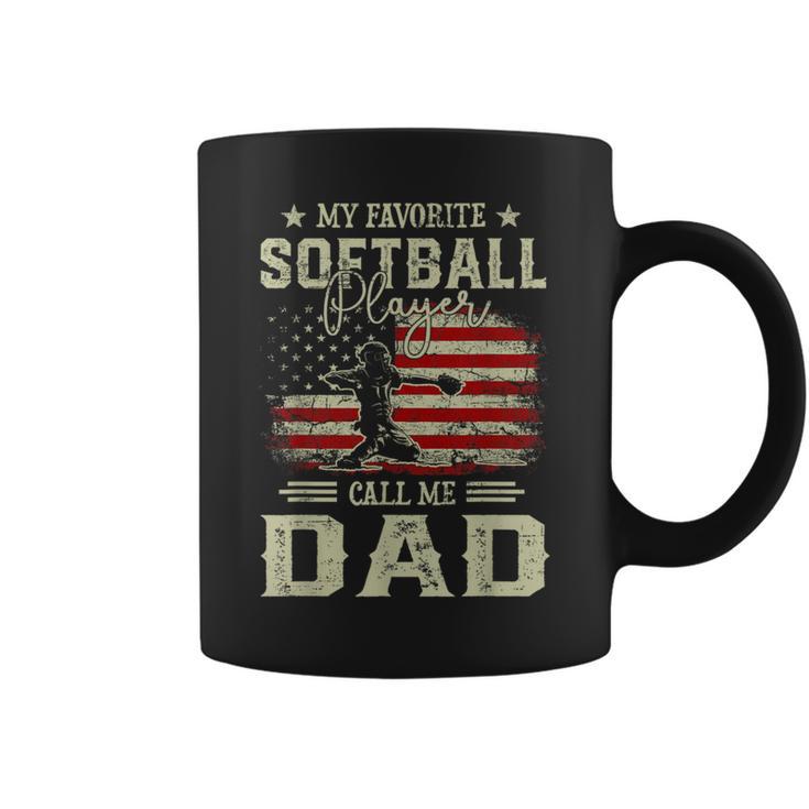 My Favorite Softball Player Calls Me Dad Vintage Fathers Day Coffee Mug