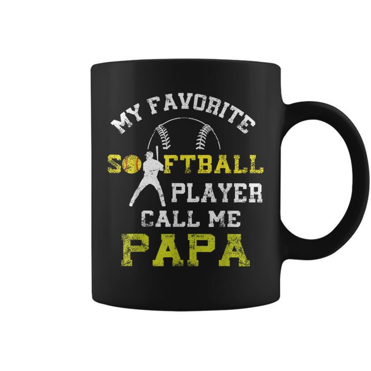 My Favorite Softball Player Calls Me Papa Father's Day Mens Coffee Mug