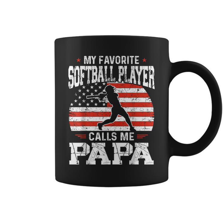 My Favorite Softball Player Calls Me Papa Fathers Day Coffee Mug