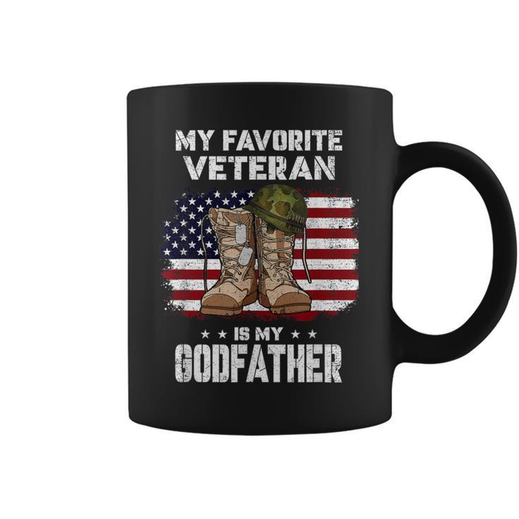 My Favorite Veteran Is My Godfather American Flag Veterans Coffee Mug