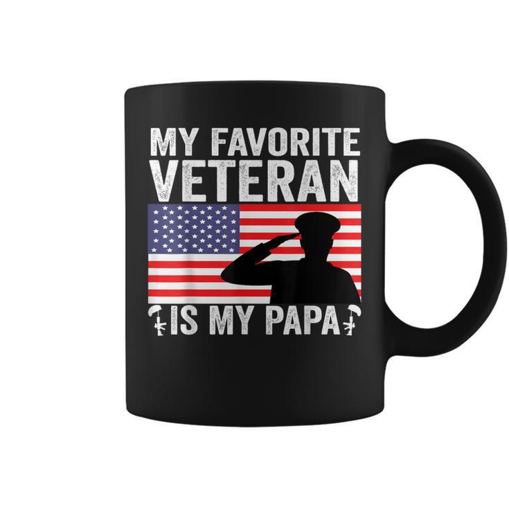 My Favorite Veteran Is My Papa Us Flag Father Veterans Coffee Mug