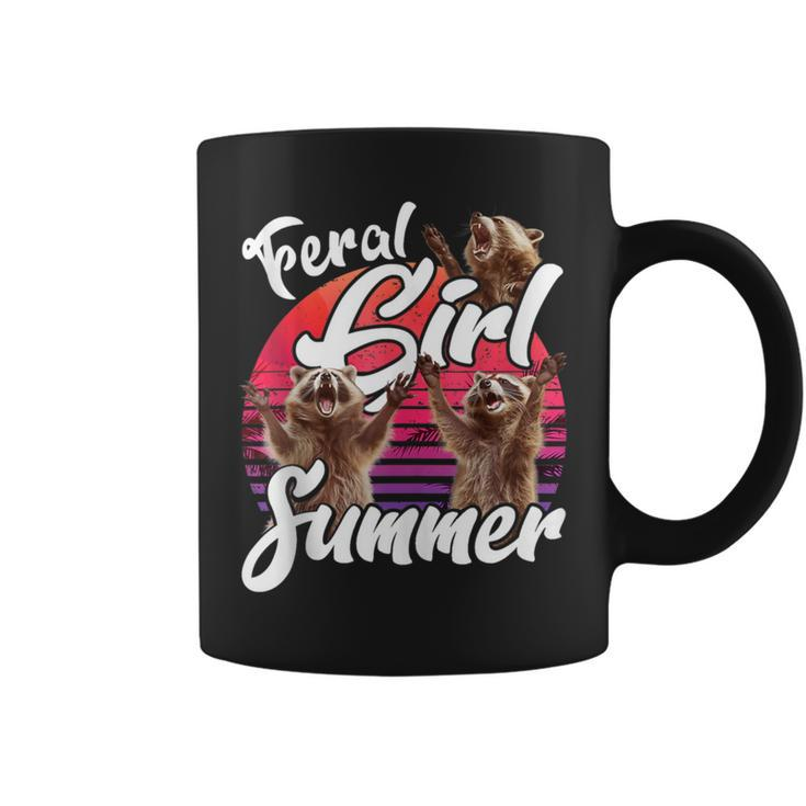 Feral Girl Summer Vintage Feral Girl Summer Raccoon Coffee Mug