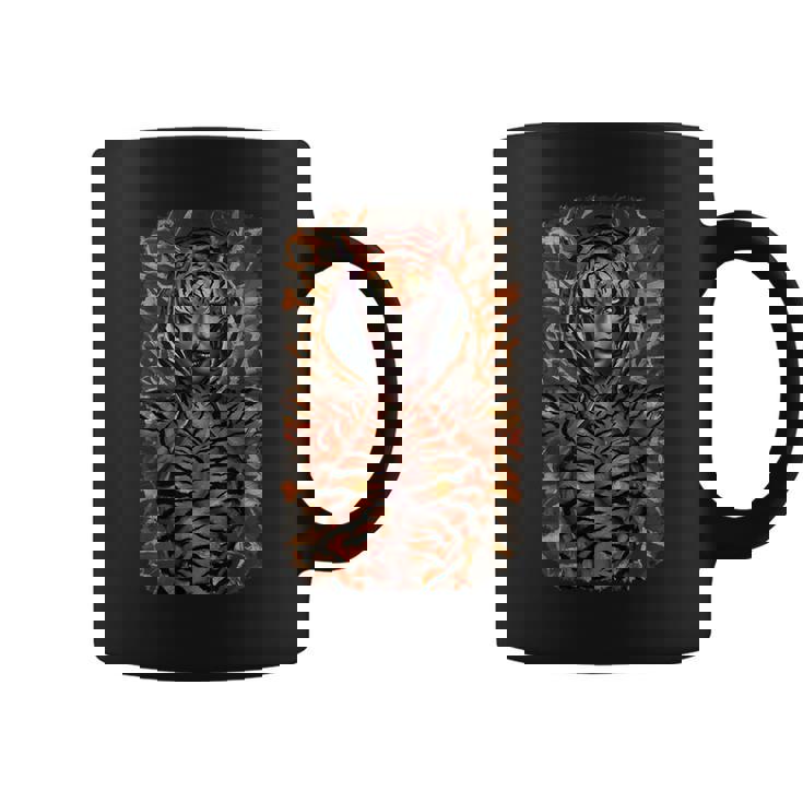Feroz Selva Tigre Espíritu Fantasía Obra De Arte Taza de café