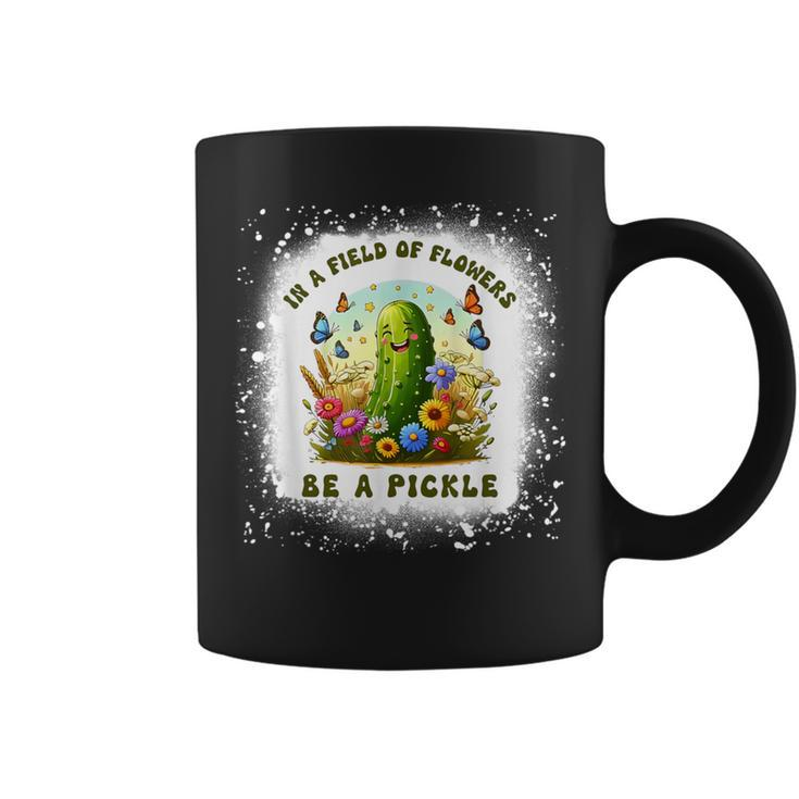 In A Field Of Flowers Be A Pickle Butterfly Flora Bleached Coffee Mug