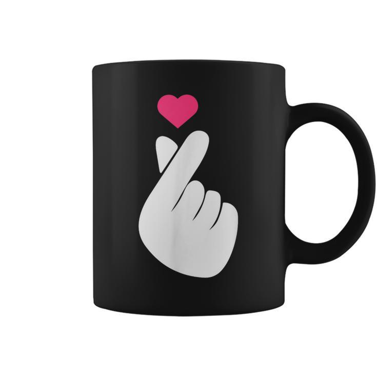 Finger Heart Korean Hand Symbol K-Pop Love Saranghae Coffee Mug