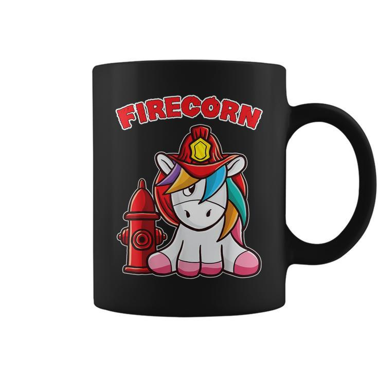 Firecorn Firefighter Unicorn With Red Fireman Helmet Fire Coffee Mug