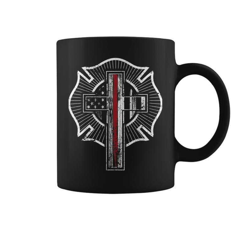 Firefighter Christian Thin Red Line Maltese Cross Coffee Mug