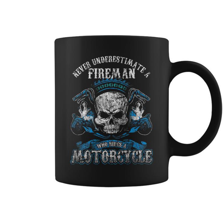 Fireman Biker Skull Never Underestimate Motorcycle Coffee Mug