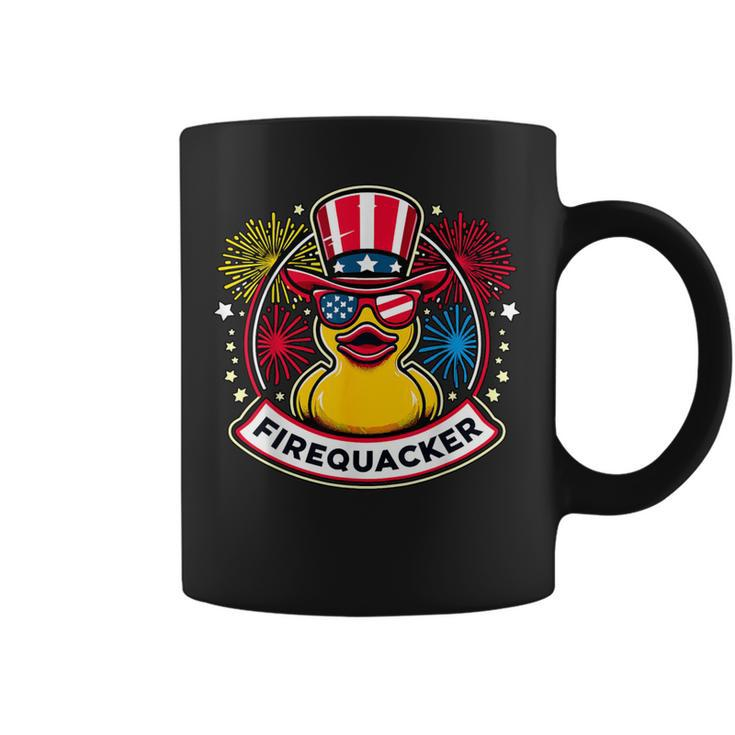 Firequacker 4Th Of July Rubber Duck Usa Flag Coffee Mug