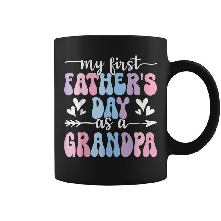 My First Father's Day As A Grandpa Retro Groovy Father's Day Coffee Mug