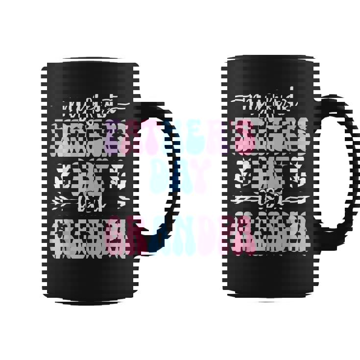 My First Father's Day As A Grandpa Retro Groovy Father's Day Coffee Mug