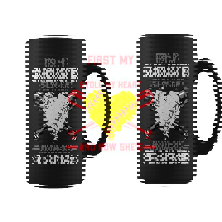 First My Granddaughter Stole My Heart Softball Grandpa Coffee Mug