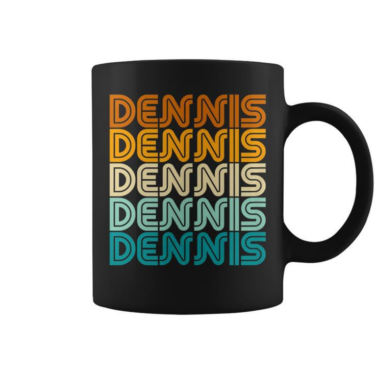 First Name Dennis Vintage Retro Sunset Style Coffee Mug