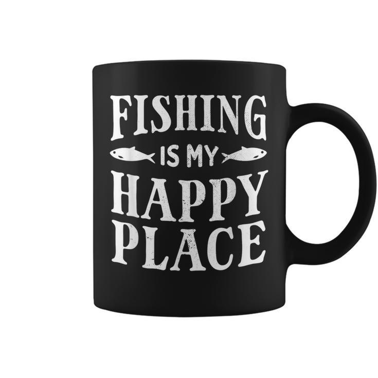 Fishing Is My Happy Place Fisherman Vintage Look Coffee Mug