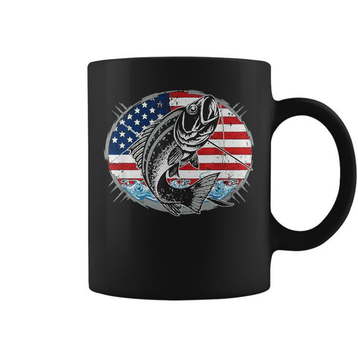 Fishing Lovers American Flag Coffee Mug