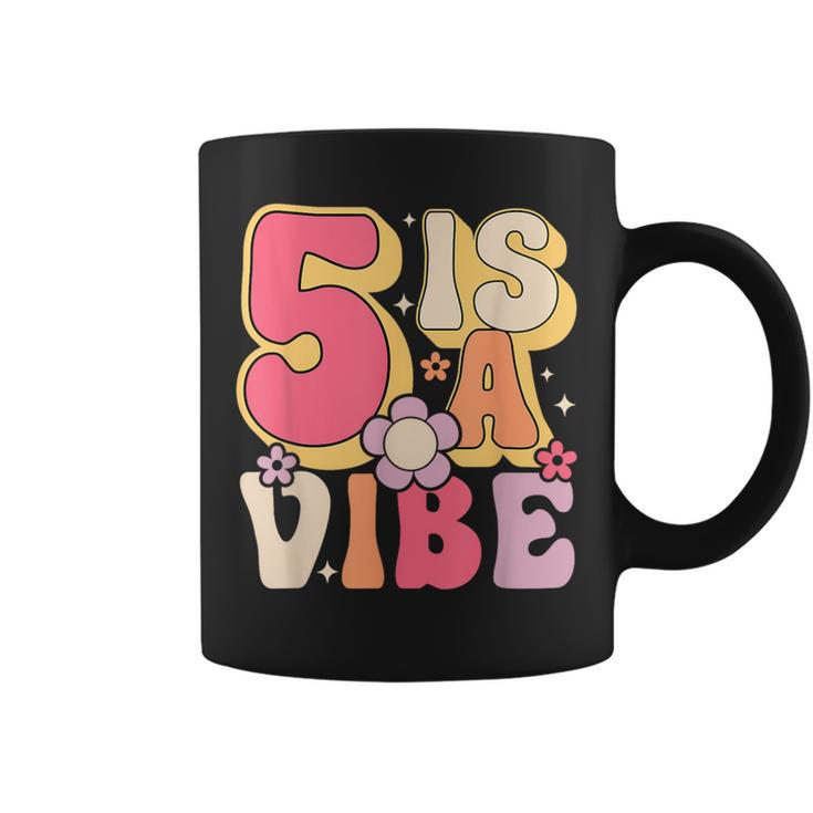 Five Is A Vibe Birthday 5 Years Old Groovy Retro Coffee Mug