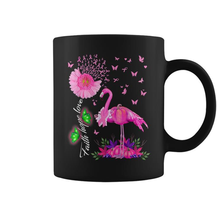 Flamingo Faith Hope Love Pink Pumpkin Ribbon Breast Cancer Coffee Mug