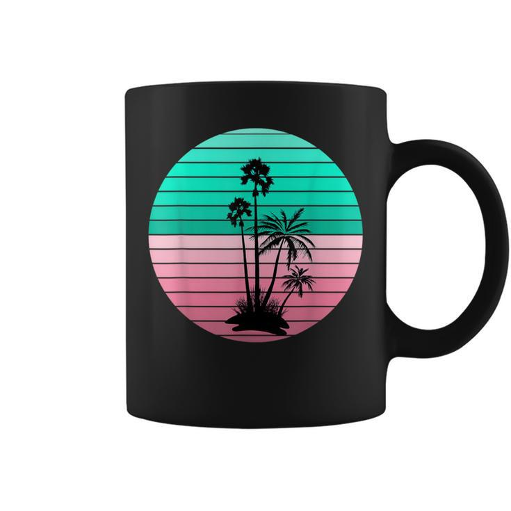 Flamingo Pink And Teal Palm Tree Sunset Coffee Mug