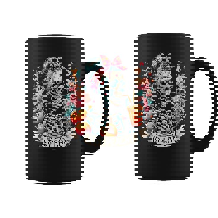 Floral Just Peachy Skeleton Drink Retro Humor Coffee Mug